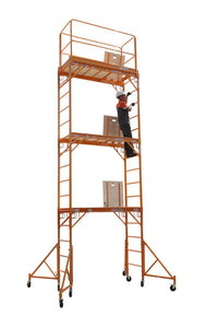 Scaffold Rolling Tower Standing at 17' High with Hatch Deck Guard Rail and U Lock Brace CBM1290