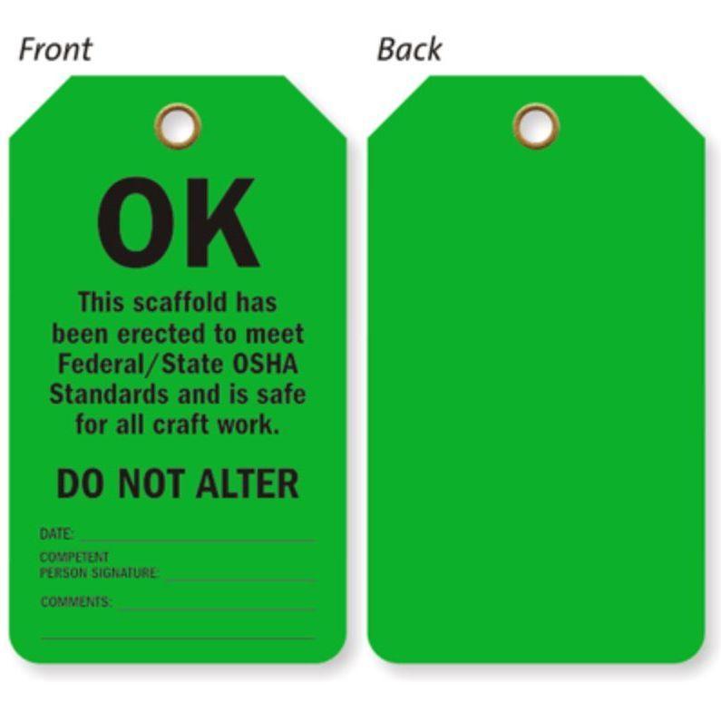 Green Racking Tag GREEN Safety Tag 100 Pieces – DM Rentals and Sales