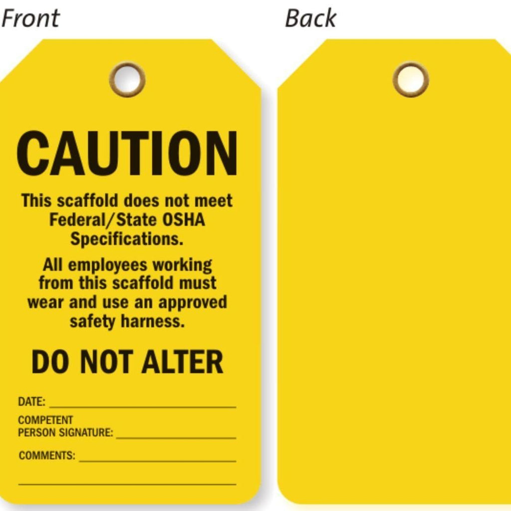 YELLOW Safety Tag 100 Pieces